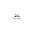 14K White Gold Family Jewelry Genuine Stone & Diamond Set Ring
