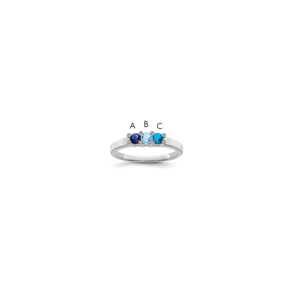 14K White Gold Family Jewelry Genuine Stone & Diamond Set Ring