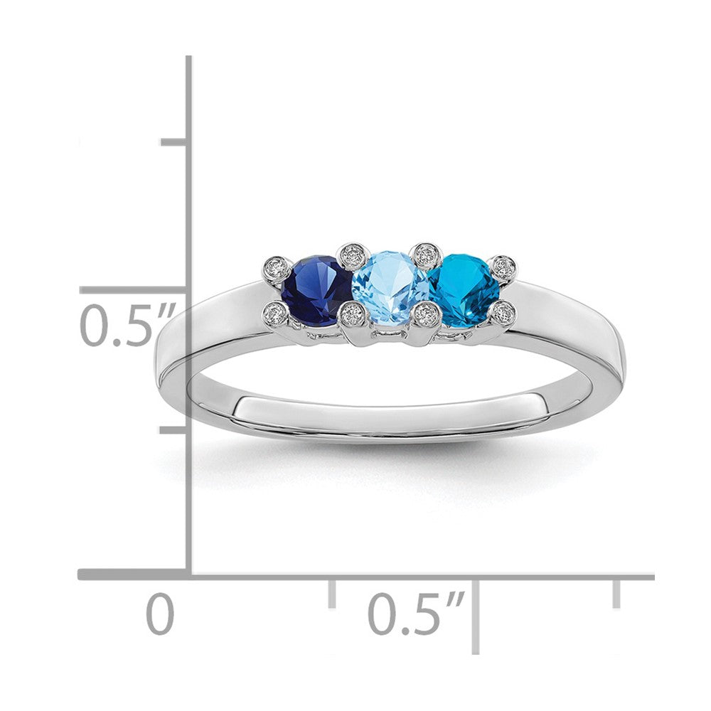 14K White Gold Family Jewelry Genuine Stone & Diamond Set Ring