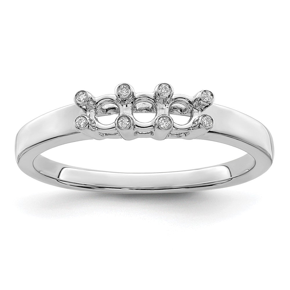 14K White Gold Family Jewelry Genuine Stone & Diamond Set Ring