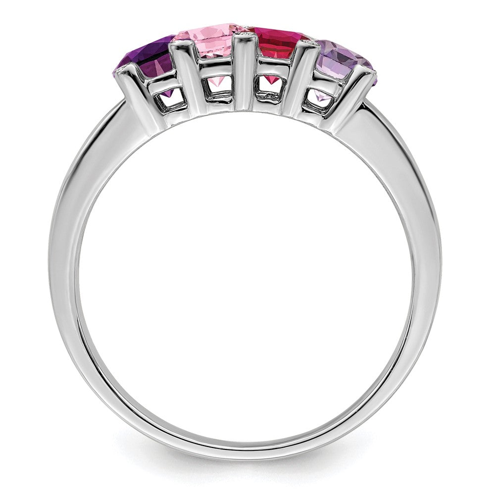 14K White Gold Family Jewelry Synthetic Stone & Diamond Set Ring