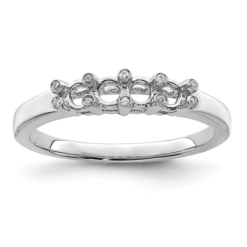 14K White Gold Family Jewelry Synthetic Stone & Diamond Set Ring