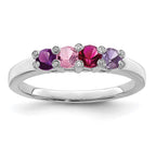 14K White Gold Family Jewelry Synthetic Stone & Diamond Set Ring