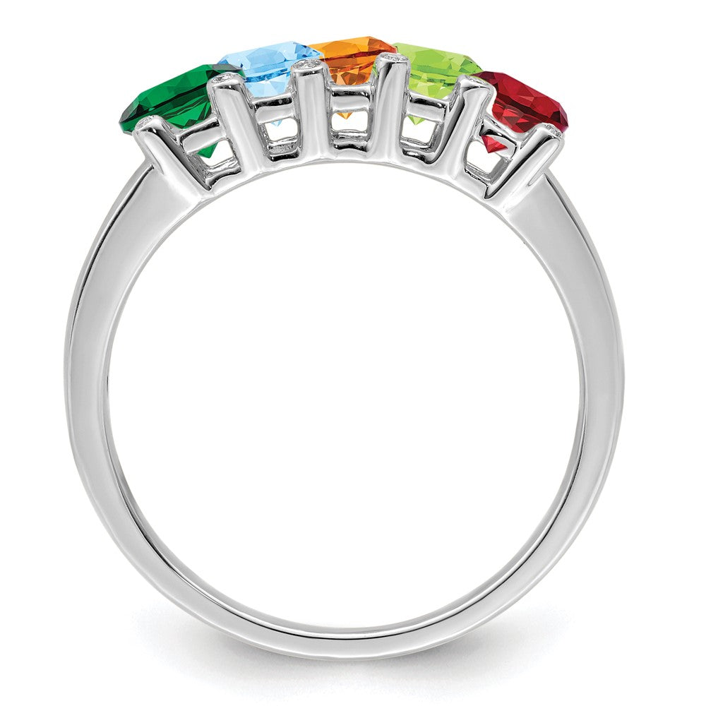 14K White Gold Family Jewelry Synthetic Stone & Diamond Set Ring