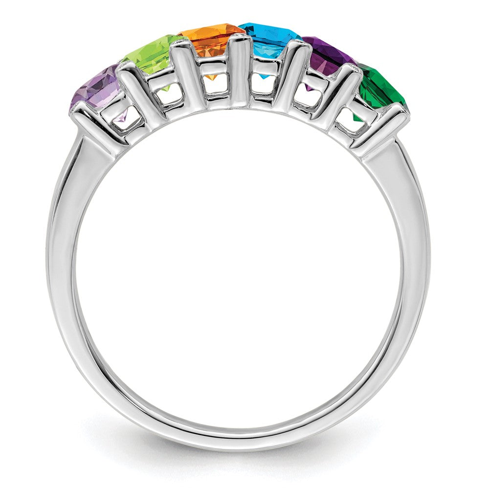 14K White Gold Family Jewelry Synthetic Stone & Diamond Set Ring