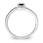 14K White Gold Family Jewelry Genuine Stone & Diamond Set Ring