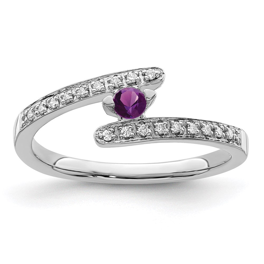 14K White Gold Family Jewelry Genuine Stone & Diamond Set Ring