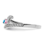 14K White Gold Family Jewelry Genuine Stone & Diamond Set Ring
