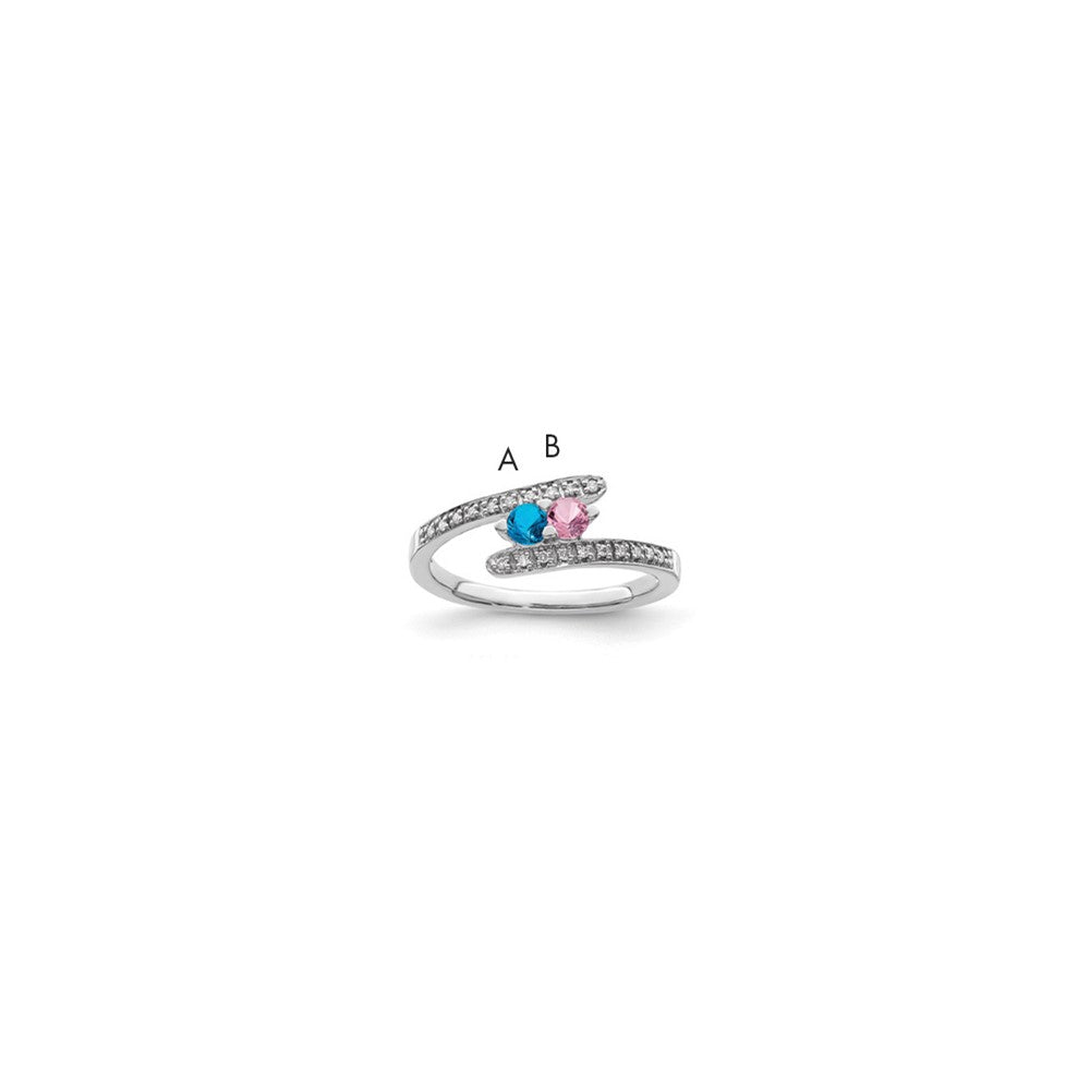 14K White Gold Family Jewelry Genuine Stone & Diamond Set Ring