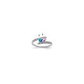 14K White Gold Family Jewelry Genuine Stone & Diamond Set Ring