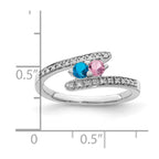 14K White Gold Family Jewelry Genuine Stone & Diamond Set Ring