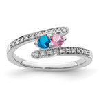 14K White Gold Family Jewelry Synthetic Stone & Diamond Set Ring