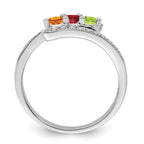 14K White Gold Family Jewelry Genuine Stone & Diamond Set Ring