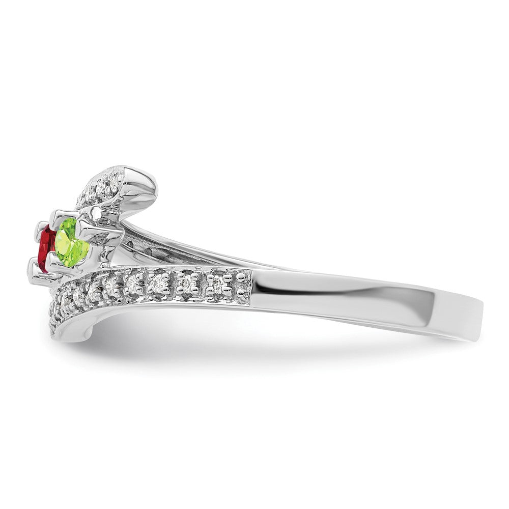 14K White Gold Family Jewelry Genuine Stone & Diamond Set Ring
