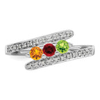 14K White Gold Family Jewelry Genuine Stone & Diamond Set Ring