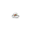 14K White Gold Family Jewelry Genuine Stone & Diamond Set Ring