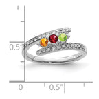 14K White Gold Family Jewelry Genuine Stone & Diamond Set Ring