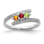 14K White Gold Family Jewelry Genuine Stone & Diamond Set Ring