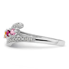 14K White Gold Family Jewelry Synthetic Stone & Diamond Set Ring