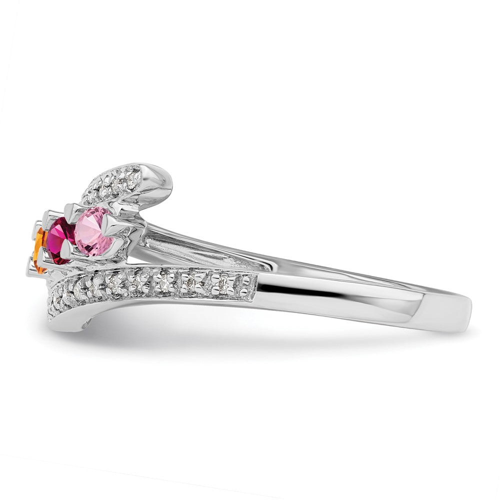 14K White Gold Family Jewelry Diamond Semi-Set Ring