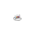 14K White Gold Family Jewelry Genuine Stone & Diamond Set Ring