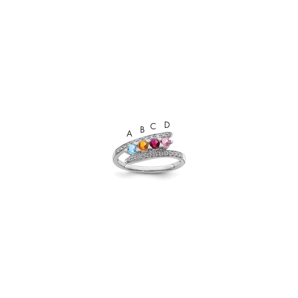 14K White Gold Family Jewelry Genuine Stone & Diamond Set Ring