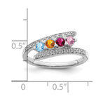 14K White Gold Family Jewelry Genuine Stone & Diamond Set Ring