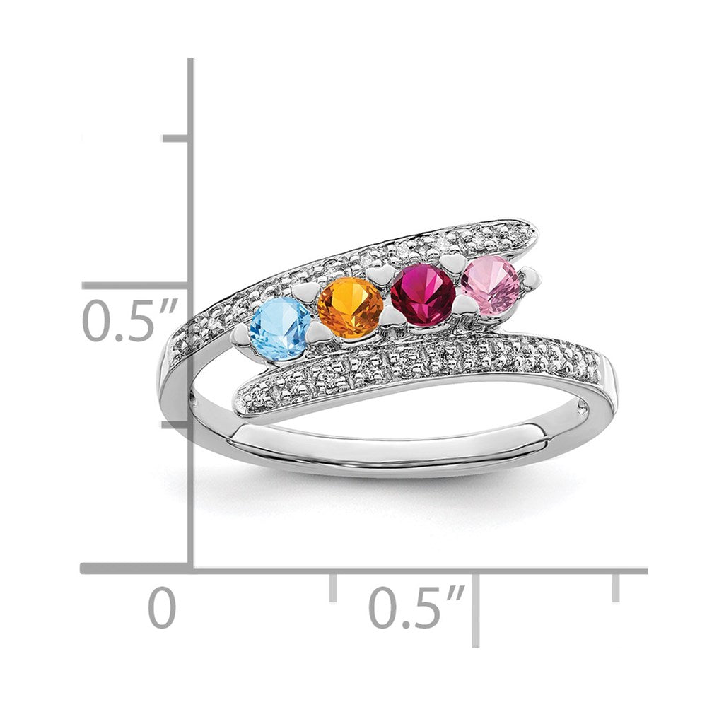 14K White Gold Family Jewelry Genuine Stone & Diamond Set Ring