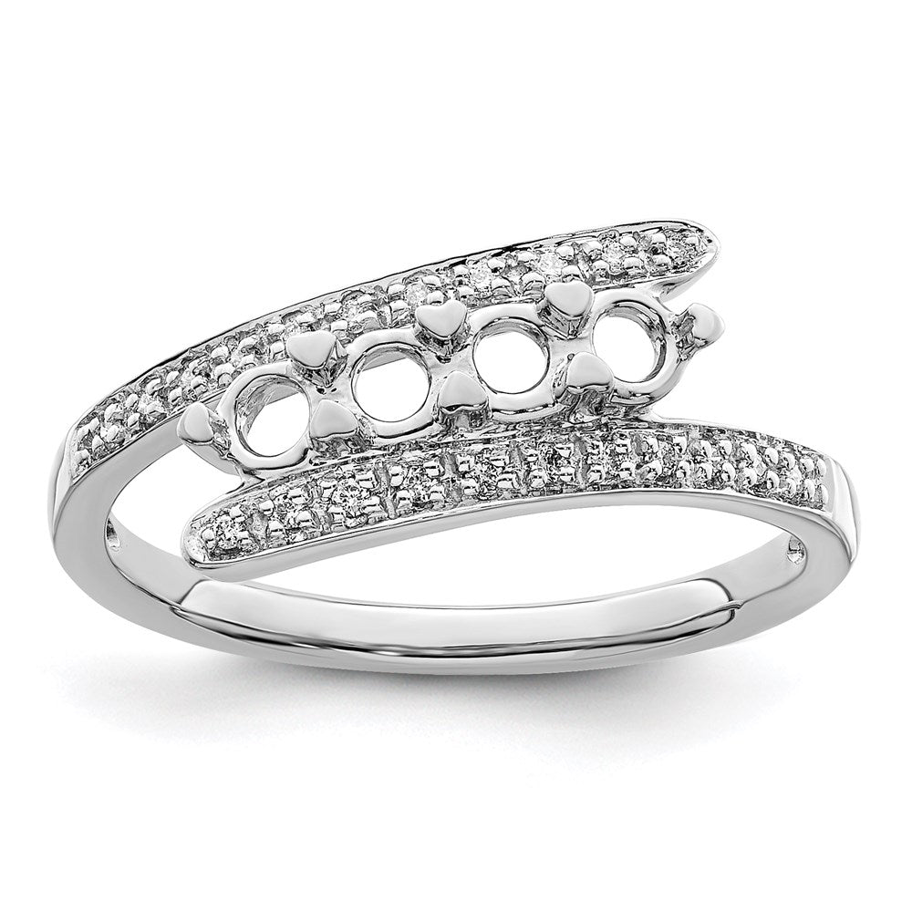 14K White Gold Family Jewelry Genuine Stone & Diamond Set Ring