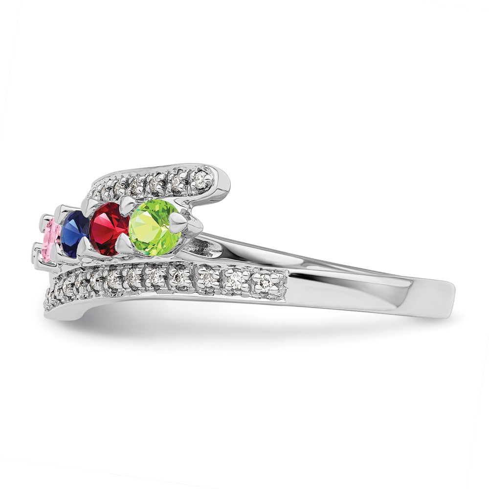 14K White Gold Family Jewelry Genuine Stone & Diamond Set Ring