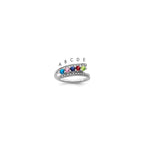 14K White Gold Family Jewelry Synthetic Stone & Diamond Set Ring