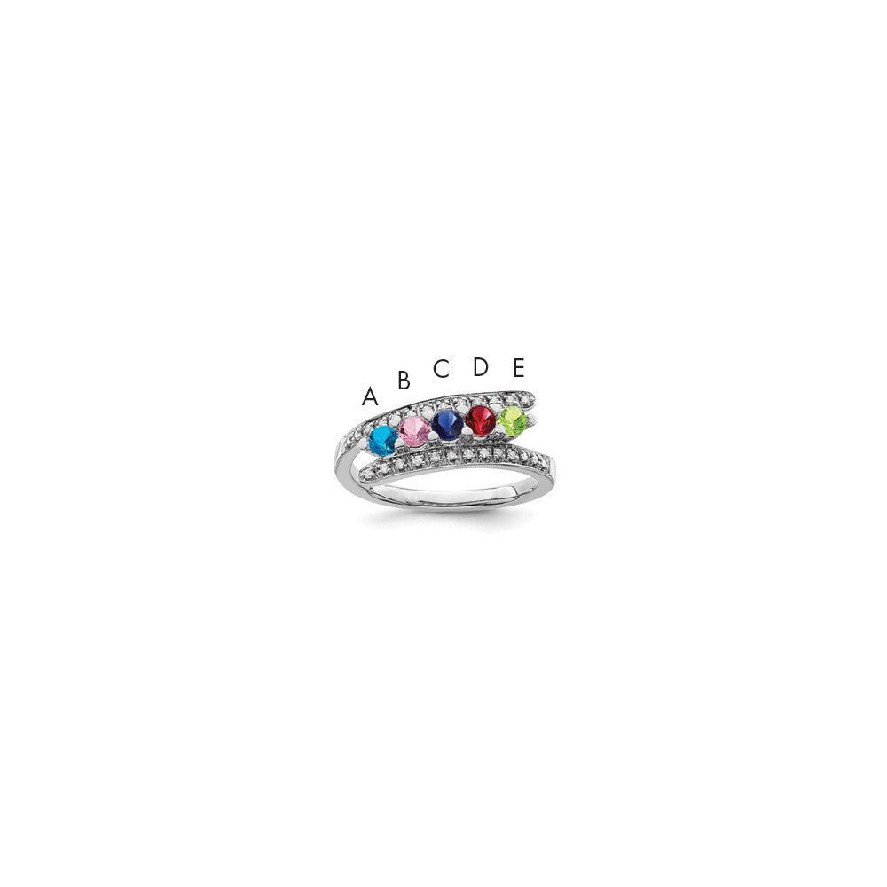14K White Gold Family Jewelry Synthetic Stone & Diamond Set Ring