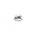 14K White Gold Family Jewelry Genuine Stone & Diamond Set Ring