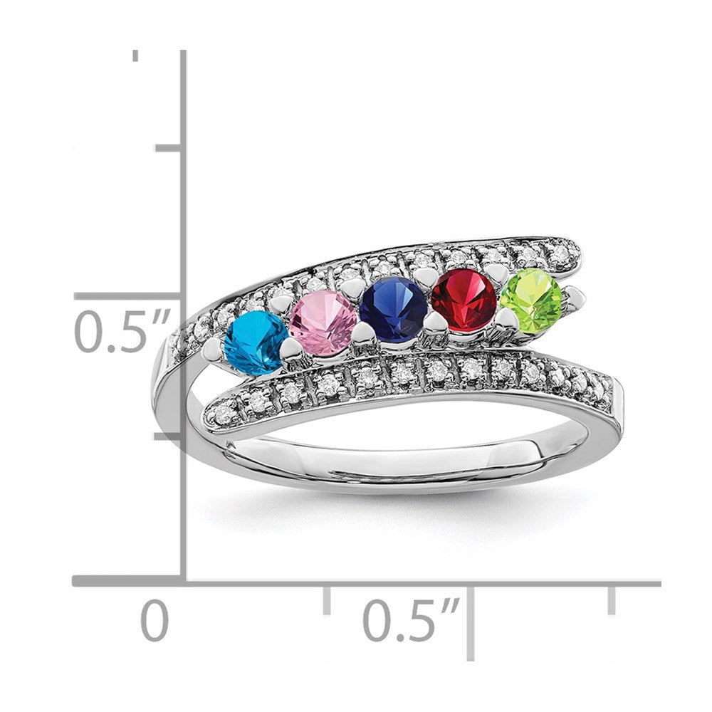 14K White Gold Family Jewelry Genuine Stone & Diamond Set Ring