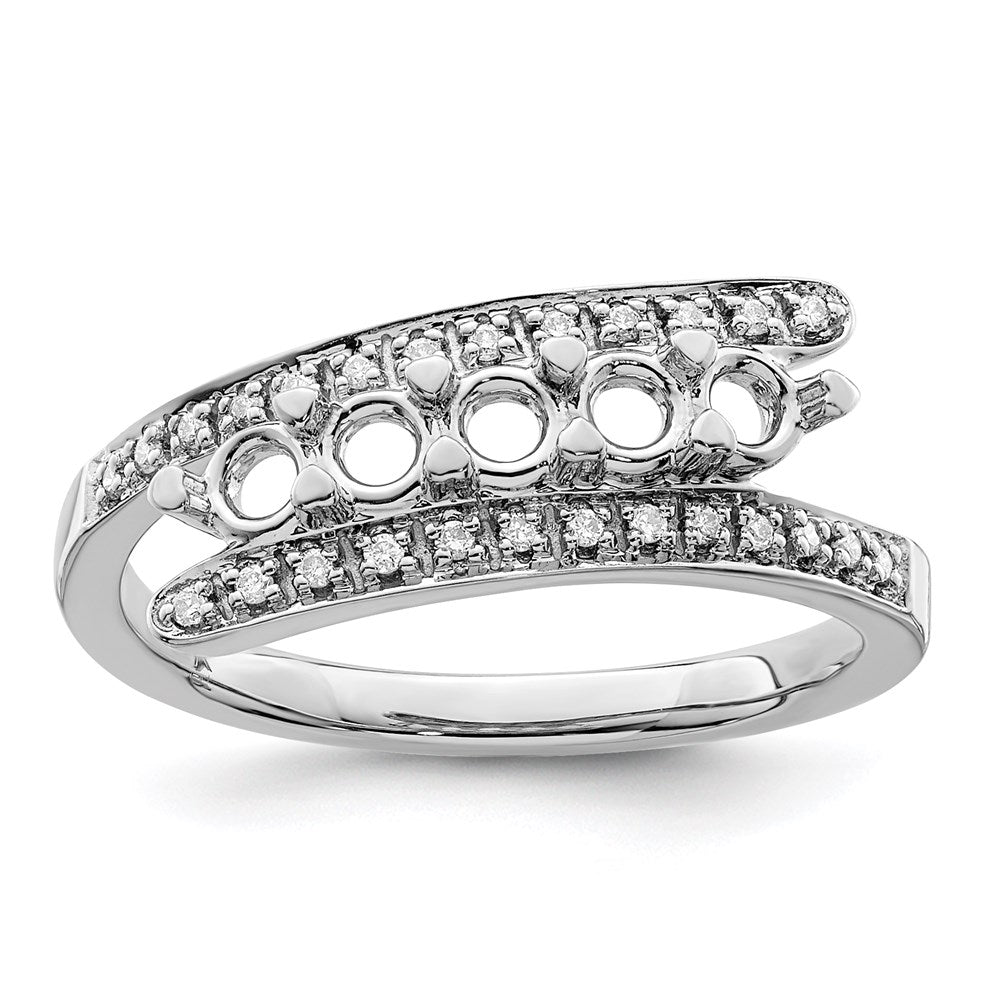 14K White Gold Family Jewelry Genuine Stone & Diamond Set Ring