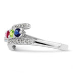 14K White Gold Family Jewelry Synthetic Stone & Diamond Set Ring