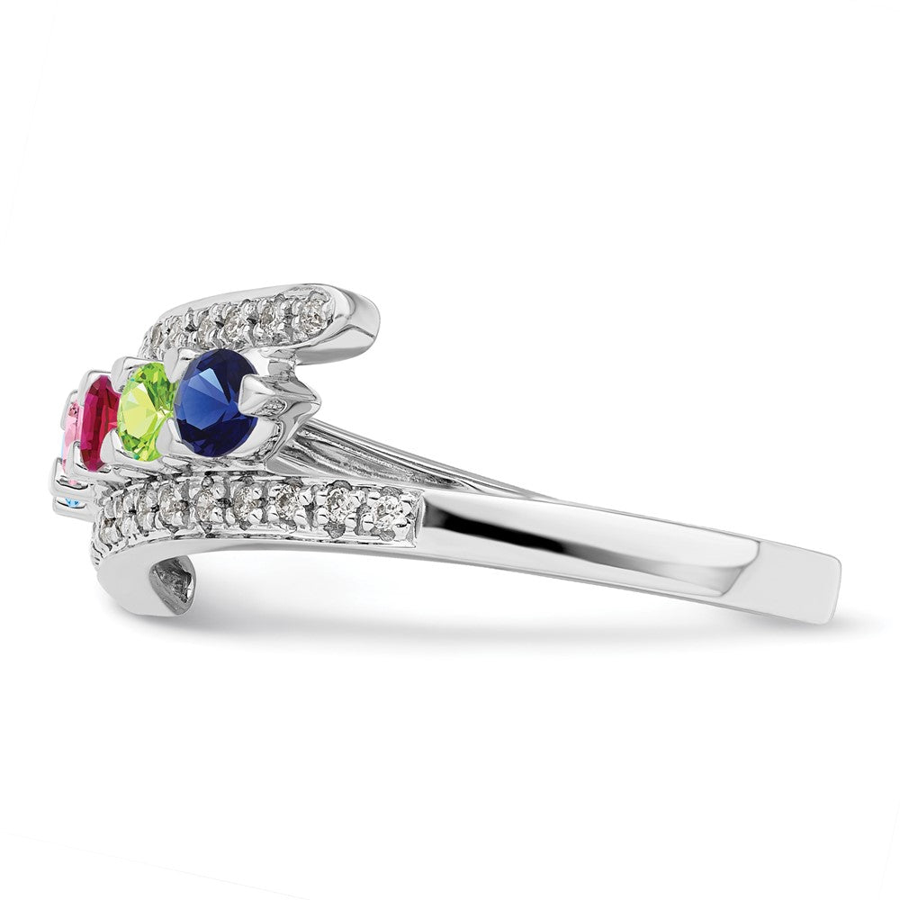 14K White Gold Family Jewelry Genuine Stone & Diamond Set Ring