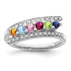 14K White Gold Family Jewelry Synthetic Stone & Diamond Set Ring