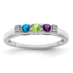14K White Gold Family Jewelry Diamond Semi-Set Ring