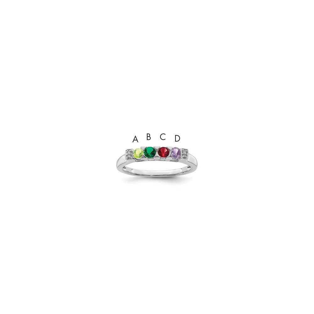 14K White Gold Family Jewelry Diamond Semi-Set Ring