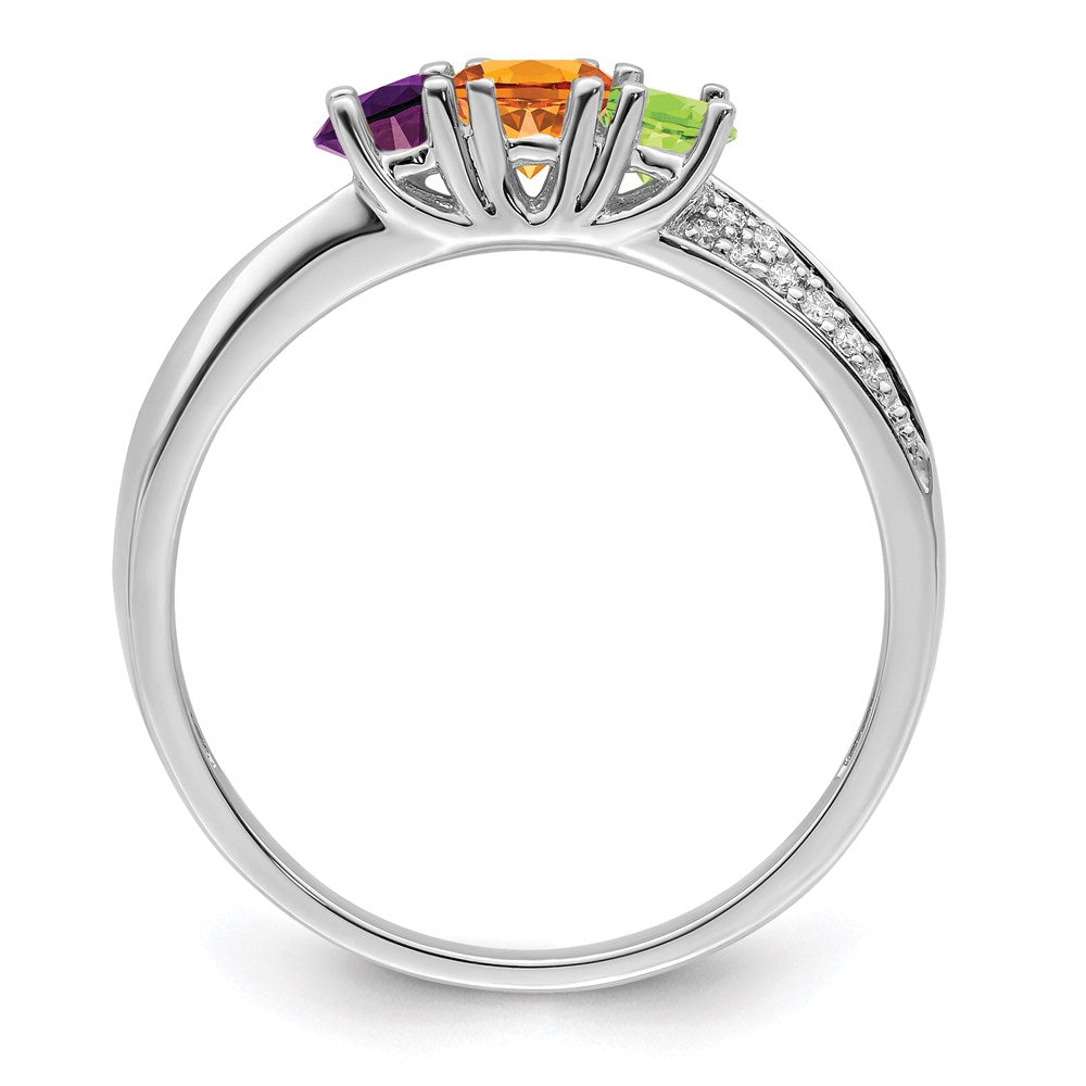 14K White Gold Family Jewelry Diamond Semi-Set Ring