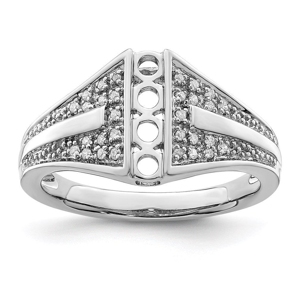 14K White Gold Family Jewelry Diamond Semi-Set Ring