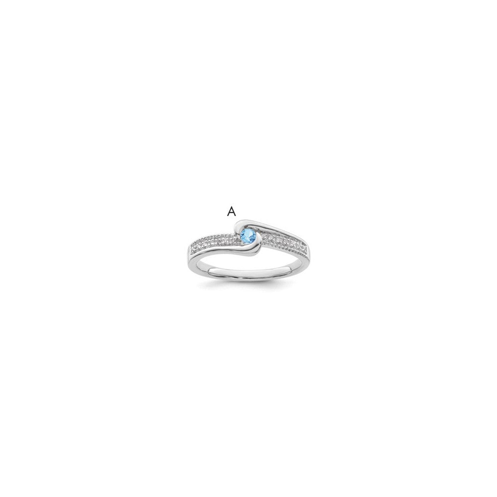 14K White Gold Family Jewelry Genuine Stone & Diamond Set Ring