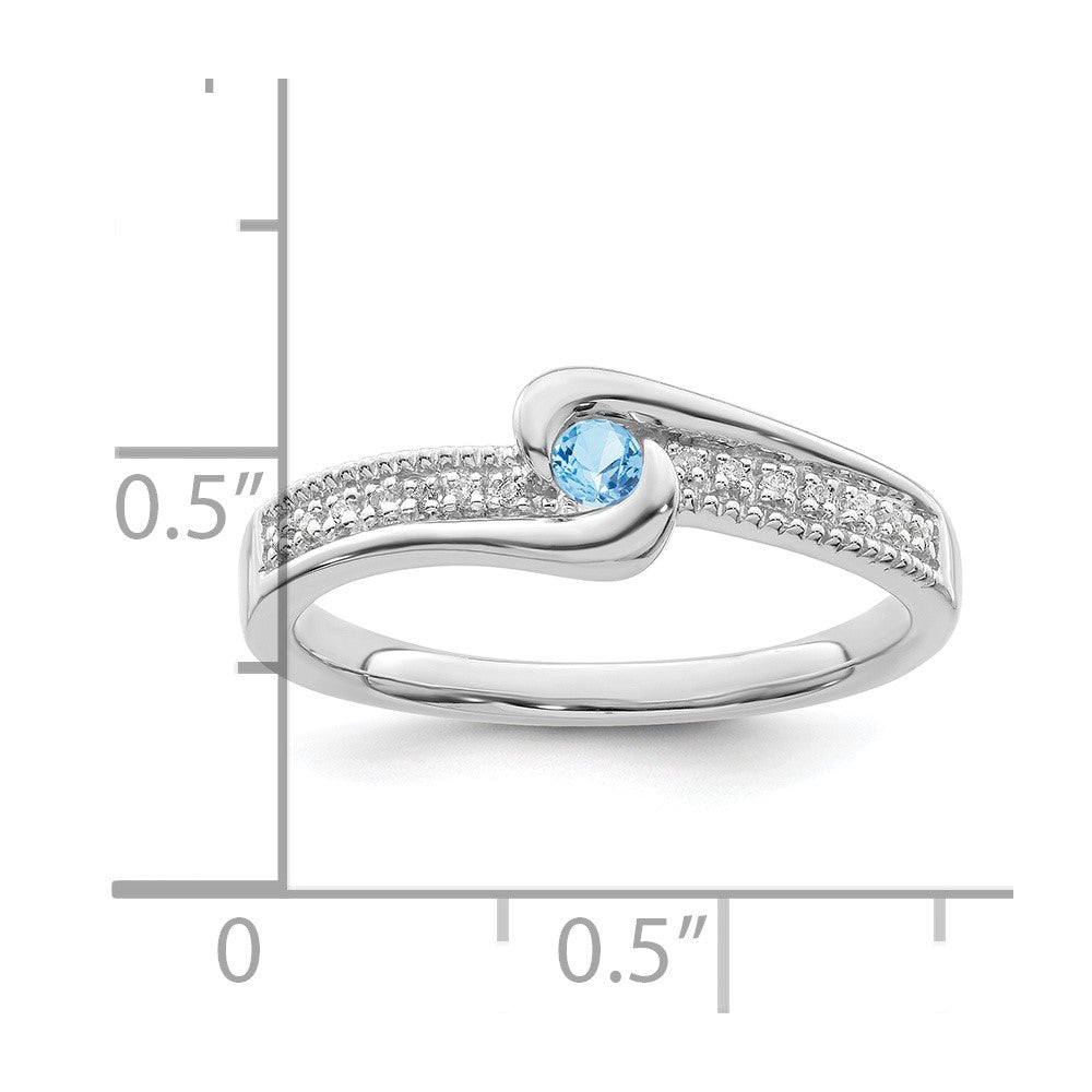 14K White Gold Family Jewelry Synthetic Stone & Diamond Set Ring