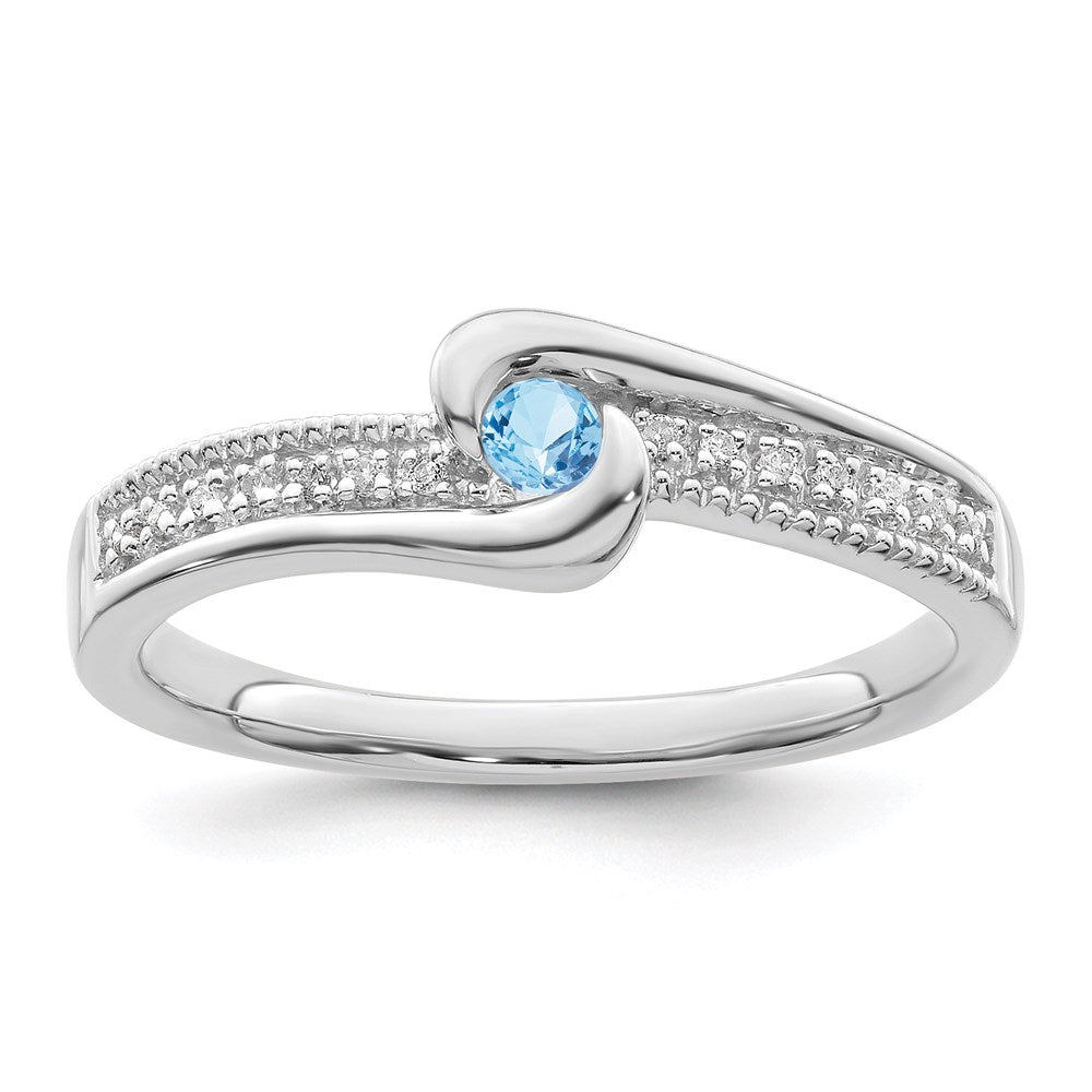 14K White Gold Family Jewelry Synthetic Stone & Diamond Set Ring
