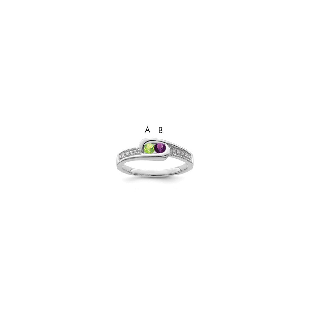 14K White Gold Family Jewelry Genuine Stone & Diamond Set Ring