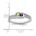 14K White Gold Family Jewelry Synthetic Stone & Diamond Set Ring