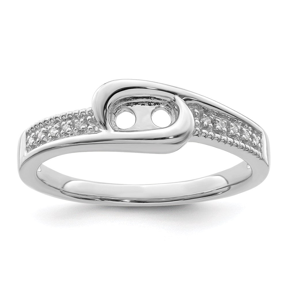 14K White Gold Family Jewelry Genuine Stone & Diamond Set Ring