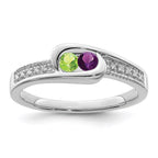 14K White Gold Family Jewelry Genuine Stone & Diamond Set Ring
