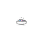 14K White Gold Family Jewelry Genuine Stone & Diamond Set Ring